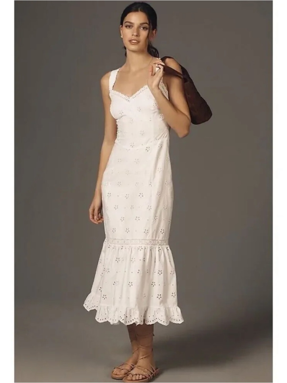NEW Anthropologie Paige Pallas Sleeveless Eyelet Midi Dress. Cotton Sundress. 8